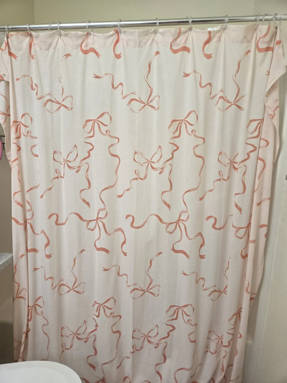 Urban Outfitters Pink Ribbon Print Shower Curtain